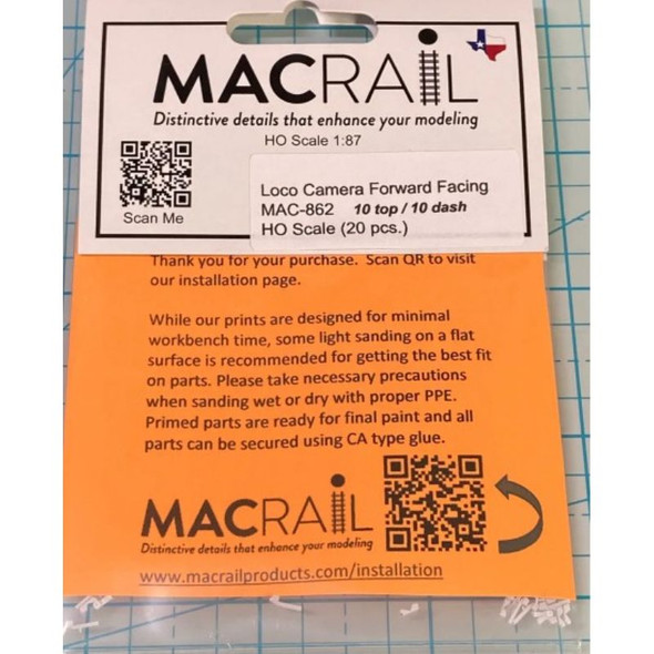 MACRail 862 - LOCOMOTIVE EXTERNAL FACING CAMERA (HIGH / LOW MOUNT) - 20 PACK - HO Scale Kit